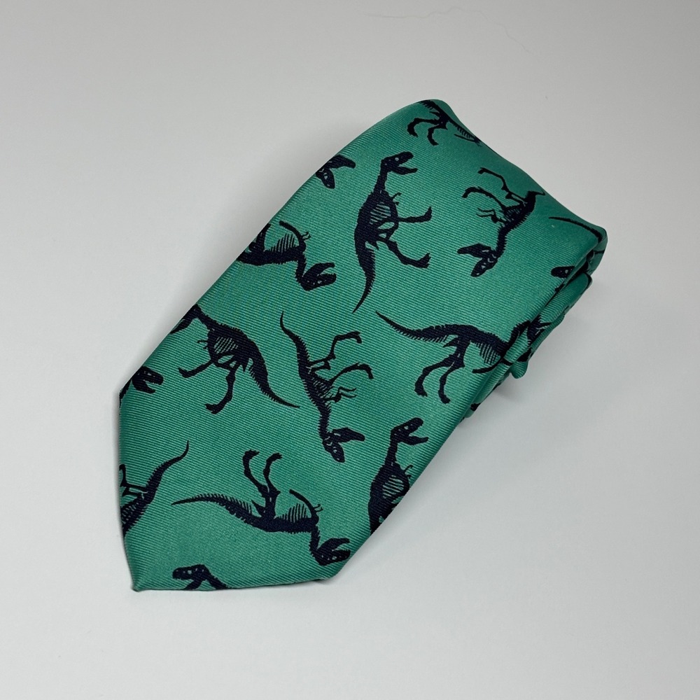 Wembley Necktie‎ Kids OS Green Dinosaur Skeleton Fossil Print Polyester 49 inch